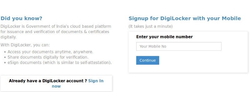 Create New DigiLocker Account